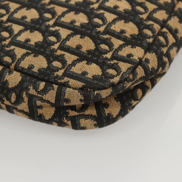 Christian Dior Trotter Canvas Shoulder Bag Navy Gold Auth BA2631