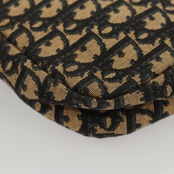 Christian Dior Trotter Canvas Shoulder Bag Navy Gold Auth BA2631