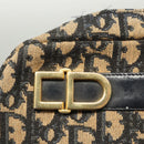Christian Dior Trotter Canvas Shoulder Bag Navy Gold Auth BA2631-17