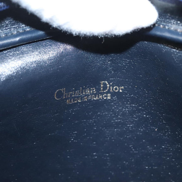 Christian Dior Trotter Canvas Shoulder Bag Navy Gold Auth BA2631