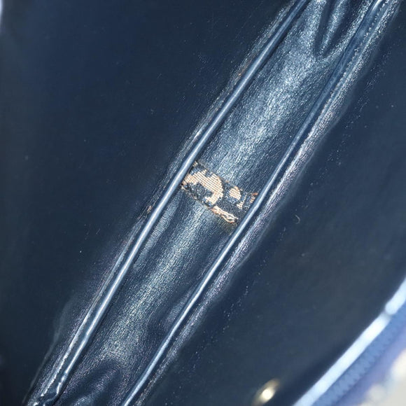 Christian Dior Trotter Canvas Shoulder Bag Navy Gold Auth BA2631