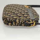 Christian Dior Trotter Canvas Shoulder Bag Navy Gold Auth BA2631-3