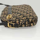 Christian Dior Trotter Canvas Shoulder Bag Navy Gold Auth BA2631-4
