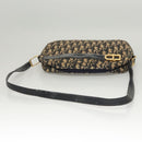 Christian Dior Trotter Canvas Shoulder Bag Navy Gold Auth BA2631-7