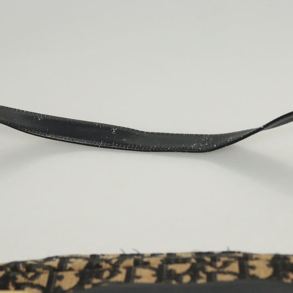 Christian Dior Trotter Canvas Shoulder Bag Navy Gold Auth BA2631