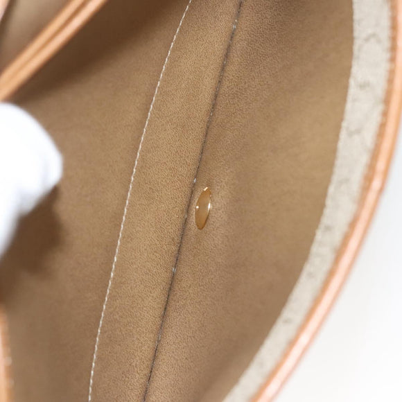 Christian Dior Honeycomb Canvas Chain Shoulder Bag PVC Beige Gold Auth BA2632