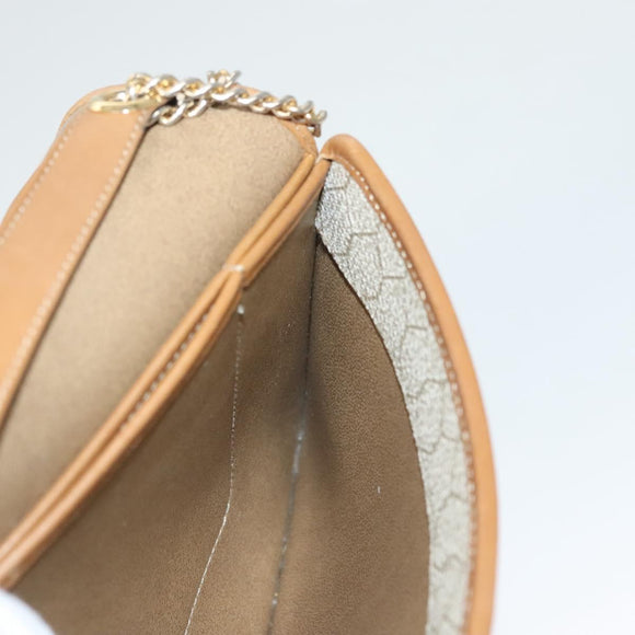 Christian Dior Honeycomb Canvas Chain Shoulder Bag PVC Beige Gold Auth BA2632