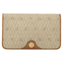 Christian Dior Honeycomb Canvas Chain Shoulder Bag PVC Beige Gold Auth BA2632-13