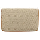 Christian Dior Honeycomb Canvas Chain Shoulder Bag PVC Beige Gold Auth BA2632-2