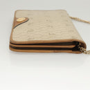 Christian Dior Honeycomb Canvas Chain Shoulder Bag PVC Beige Gold Auth BA2632-3
