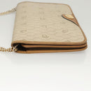Christian Dior Honeycomb Canvas Chain Shoulder Bag PVC Beige Gold Auth BA2632-4