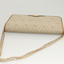 Christian Dior Honeycomb Canvas Chain Shoulder Bag PVC Beige Gold Auth BA2632-6