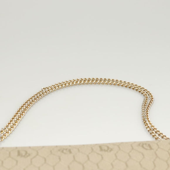 Christian Dior Honeycomb Canvas Chain Shoulder Bag PVC Beige Gold Auth BA2632