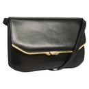 BALLY Shoulder Bag Leather Black Gold Auth BA2643-1