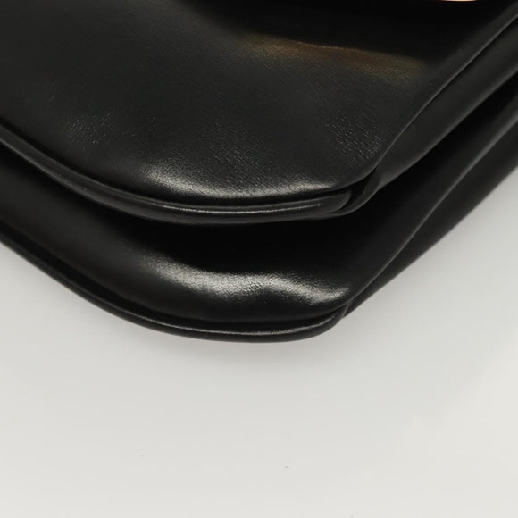 BALLY Shoulder Bag Leather Black Gold Auth BA2643