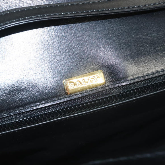 BALLY Shoulder Bag Leather Black Gold Auth BA2643