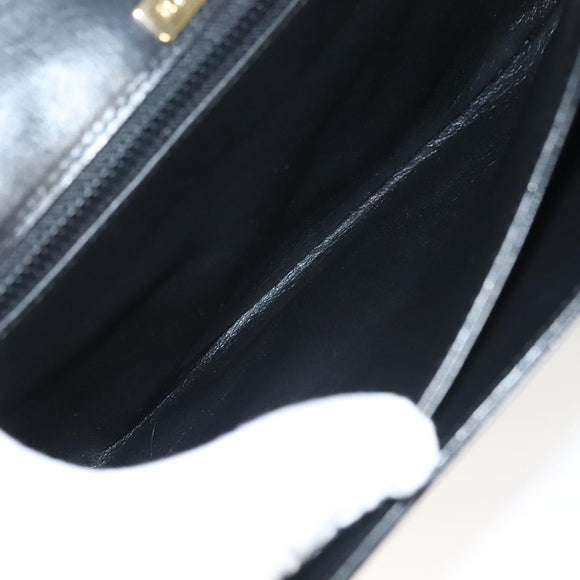 BALLY Shoulder Bag Leather Black Gold Auth BA2643