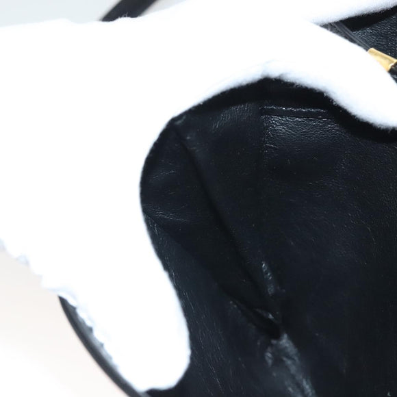 BALLY Shoulder Bag Leather Black Gold Auth BA2643