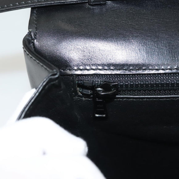 BALLY Shoulder Bag Leather Black Gold Auth BA2643