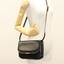 BALLY Shoulder Bag Leather Black Gold Auth BA2643-25