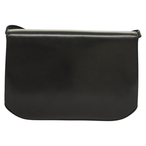 BALLY Shoulder Bag Leather Black Gold Auth BA2643