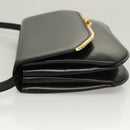 BALLY Shoulder Bag Leather Black Gold Auth BA2643-5