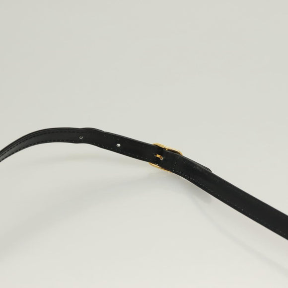 BALLY Shoulder Bag Leather Black Gold Auth BA2643