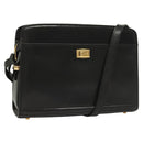 BALLY Shoulder Bag Leather Black Gold Auth BA2644-1