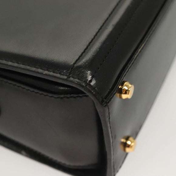 BALLY Shoulder Bag Leather Black Gold Auth BA2644