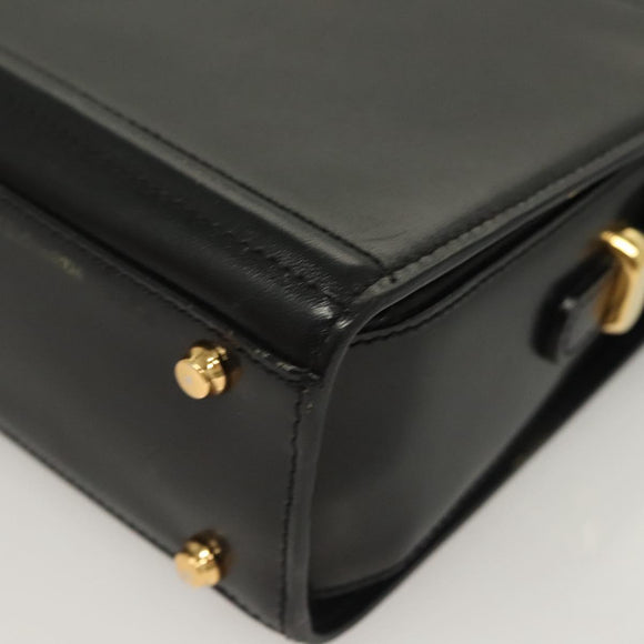 BALLY Shoulder Bag Leather Black Gold Auth BA2644