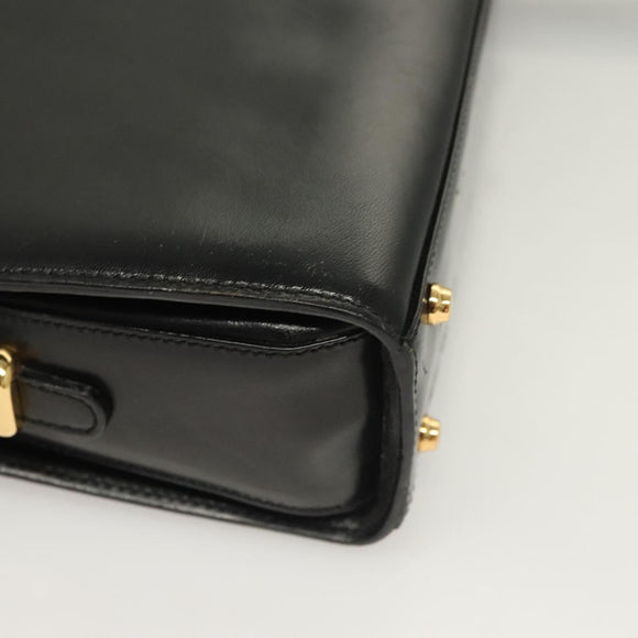 BALLY Shoulder Bag Leather Black Gold Auth BA2644