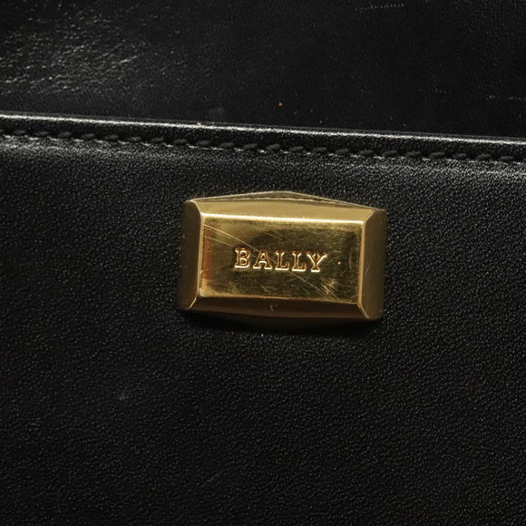 BALLY Shoulder Bag Leather Black Gold Auth BA2644