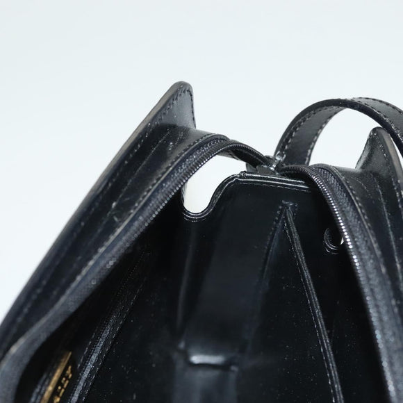 BALLY Shoulder Bag Leather Black Gold Auth BA2644