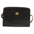 BALLY Shoulder Bag Leather Black Gold Auth BA2644-13