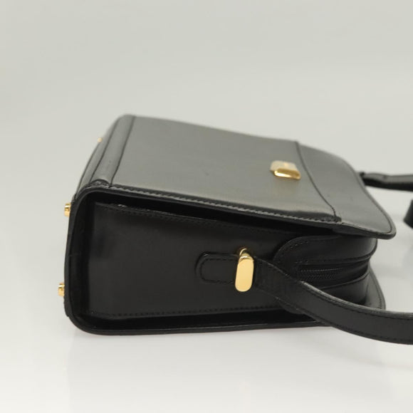 BALLY Shoulder Bag Leather Black Gold Auth BA2644