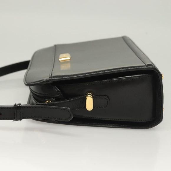 BALLY Shoulder Bag Leather Black Gold Auth BA2644