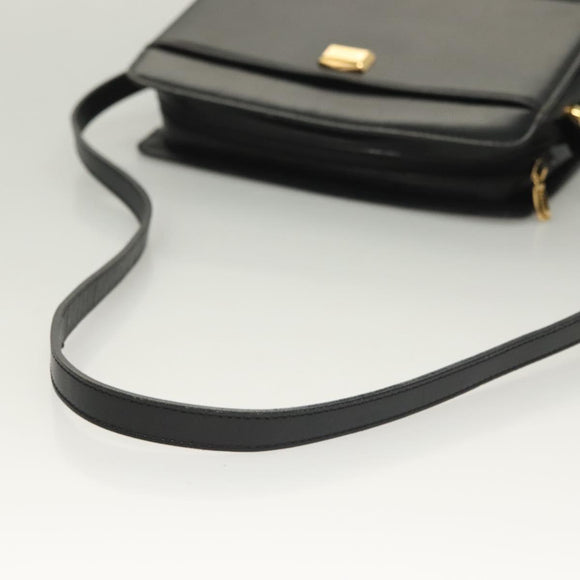 BALLY Shoulder Bag Leather Black Gold Auth BA2644