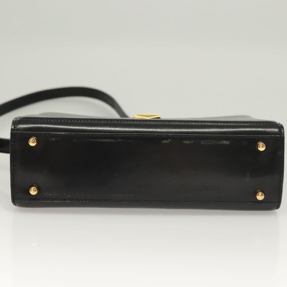 BALLY Shoulder Bag Leather Black Gold Auth BA2644