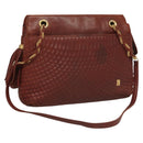 BALLY Quilted Chain Shoulder Bag Leather Brown Gold Auth BA2645-1