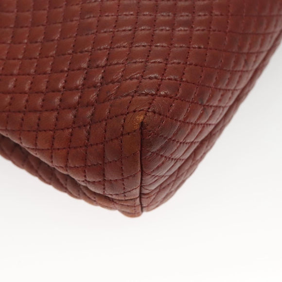 BALLY Quilted Chain Shoulder Bag Leather Brown Gold Auth BA2645
