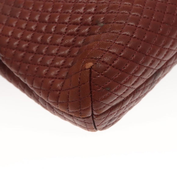 BALLY Quilted Chain Shoulder Bag Leather Brown Gold Auth BA2645