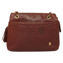 BALLY Quilted Chain Shoulder Bag Leather Brown Gold Auth BA2645-13