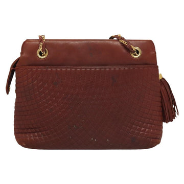 BALLY Quilted Chain Shoulder Bag Leather Brown Gold Auth BA2645 - 0