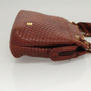 BALLY Quilted Chain Shoulder Bag Leather Brown Gold Auth BA2645-3