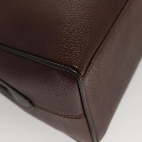 BALLY Hand Bag Leather Brown Gold Auth BA2646