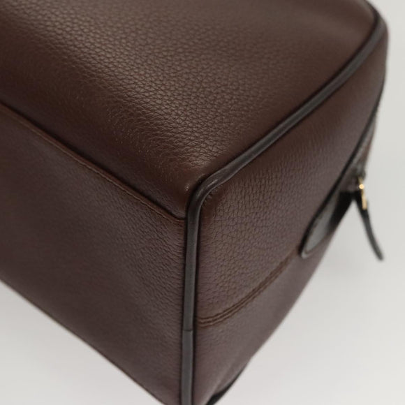 BALLY Hand Bag Leather Brown Gold Auth BA2646