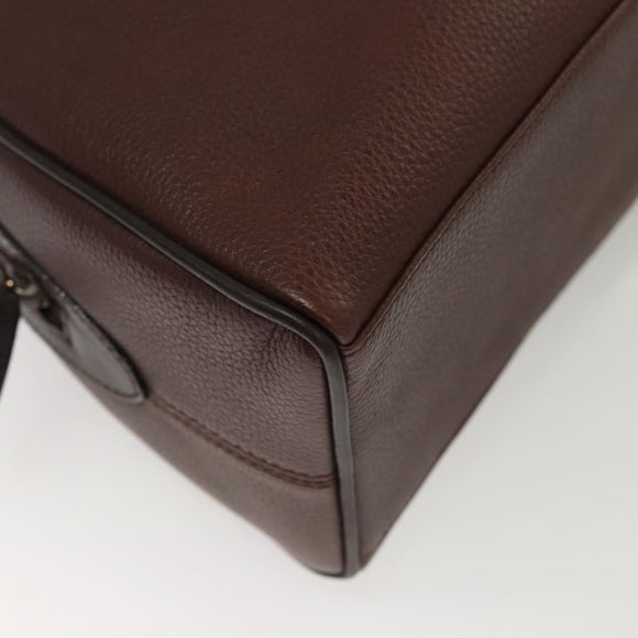 BALLY Hand Bag Leather Brown Gold Auth BA2646