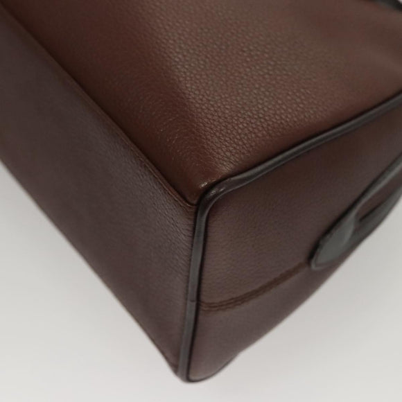 BALLY Hand Bag Leather Brown Gold Auth BA2646