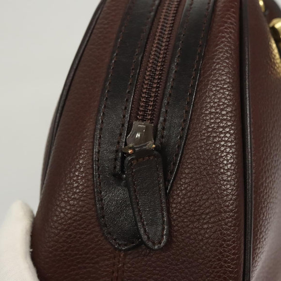 BALLY Hand Bag Leather Brown Gold Auth BA2646
