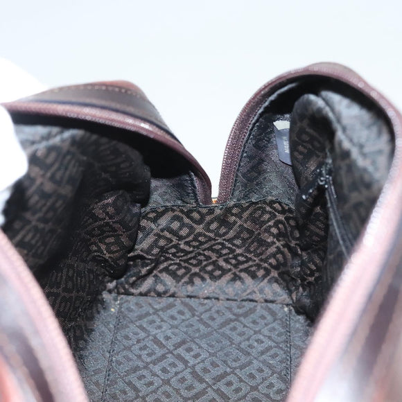 BALLY Hand Bag Leather Brown Gold Auth BA2646